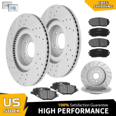Front & Rear Brake Rotors + Brake Pads for 2011 2012-2014 Ford Edge Lincoln MKX