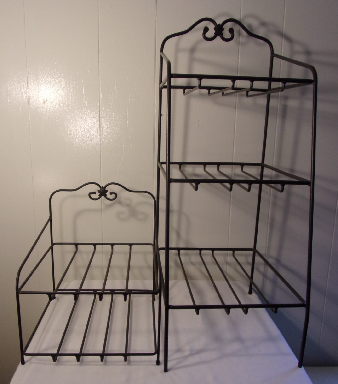 Set of 2 Longaberger Wrought Iron 2 & 3 Tier Shelf Baker's Rack eBay