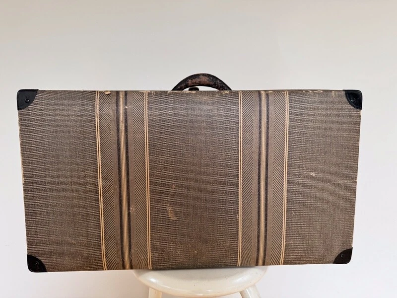 复古粗花呢图案条纹行李箱 — 第 3/4 张图片