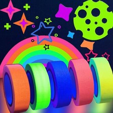 5Rolls Neon Gaffer Cloth Tape Fluorescent Glow In The Dark Tape for Party