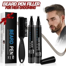 Men Beard Filling Pen Hair Grower Waterproof Filler Moustache Eyebrow Brush Tool
