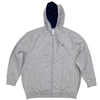 Lacoste SPORT Men's Big Tall Fleece Full Zip Hoodie Heather