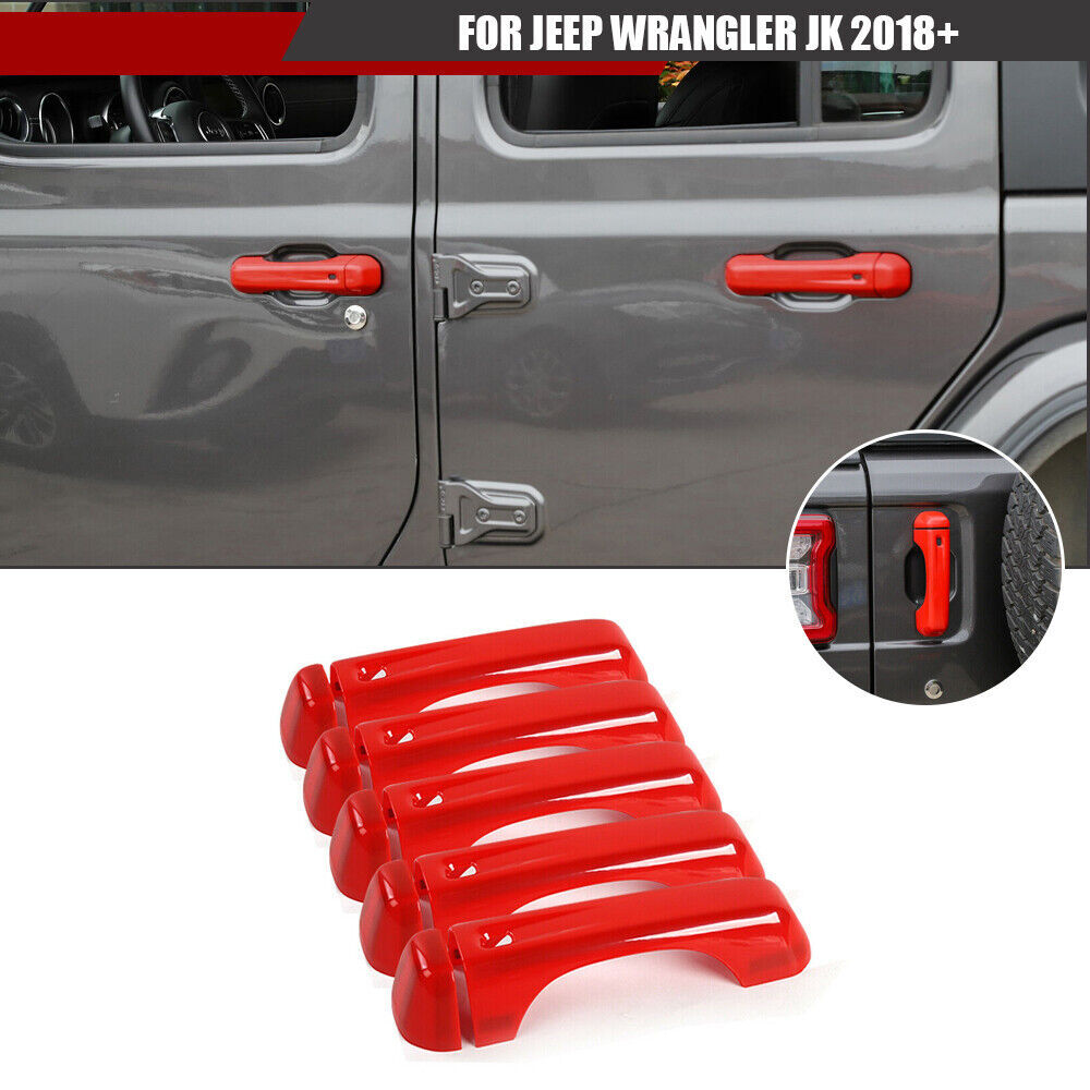 Exterior Side Door Handle Strip Trim For Jeep Wrangler JL 18-23 Bright Red 4Door