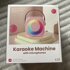 Purple Karaoke Machine with Microphones Portable Wireless Microphone  Speaker