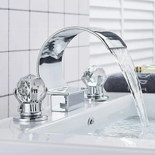 Chrome Bathroom Faucet Waterfall 8" Widespread Vanity Basin Sink 3Hole Mixer Tap