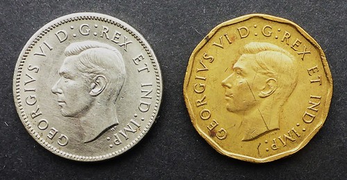 CANADA 1942 TOMBAC & REGULAR NICKEL CAN.SHIP $1.99 - Picture 2 of 2
