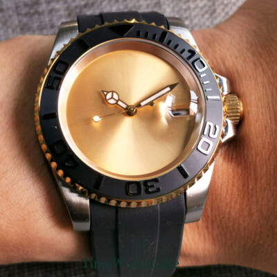 40mm Sapphire Crystal Automatic Mens Watch PT5000/NH35A/Miyota 8215 Date Golden