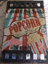 Movie Cinema Room Home  Theater Decor Man Cave Sign Gift Popcorn Candy & Soda
