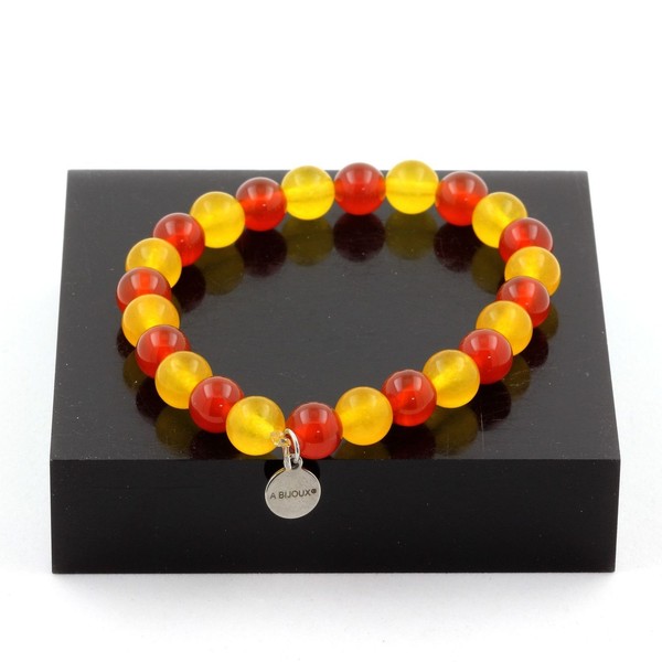 Armband Catalan Perlen Achat Gelb + Achat Rot 8 Mm. Made In Frankreich-image
