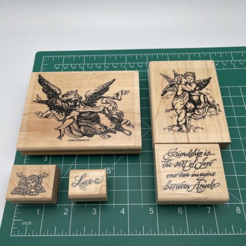 Retired Stampin’ Up Wood Mounted Rubber Stamps Love Angels Cherubs Lot #6119