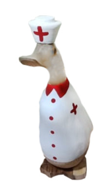 Holz Laufente Krankenschwester ca. 25 cm, Deko Ente Sanitäterin, Wood Duck Nurse