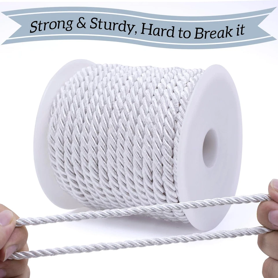 Cuerda de seda retorcida de 27 yardas, cuerda azul suave cuerda satinada cordón 5 mm cable de nailon, Foto 3 de 4