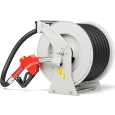 1" x 50 FT Fuel Hose Reel 300 PSI Industrial Heavy Duty Auto Swivel Rewind Reel