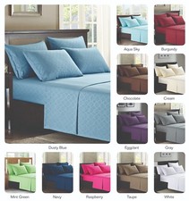 Platinum Hotel Quality Embossed King Sheet Set w/4 Pillow Cases Navy Blue Dark