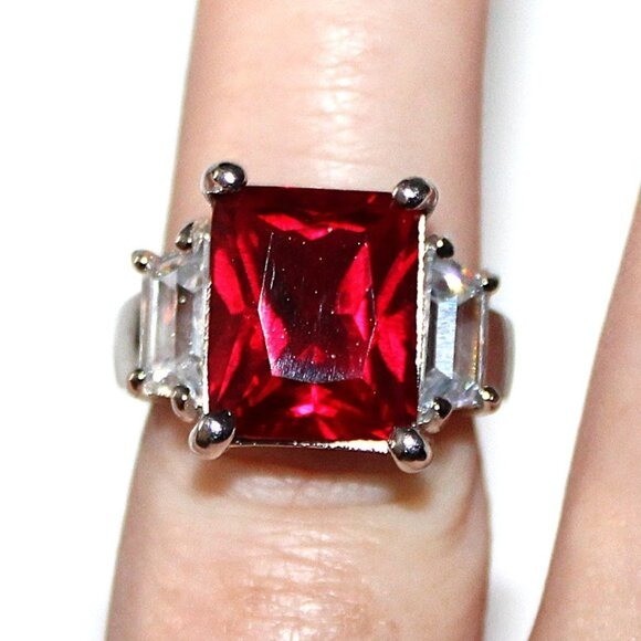 Sterling Silver Lab Created Ruby Ring - image 6
