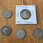 Lot of 5 Canadian Silver Quarters, 1941, 1944, 1945(2) and 1947 At Scrap Price