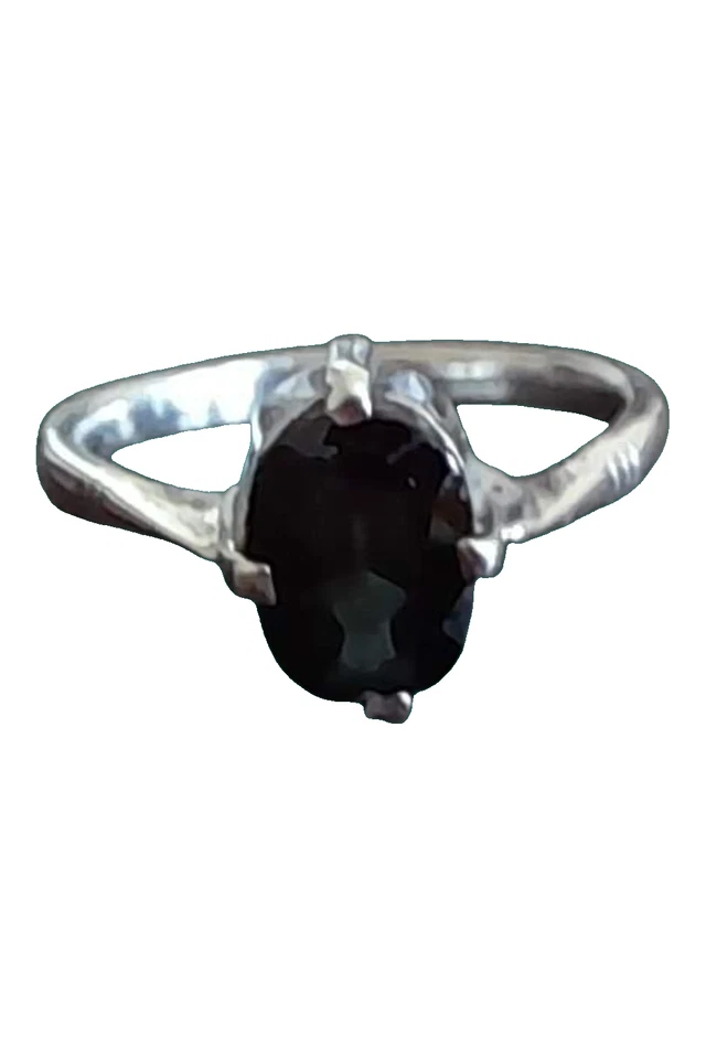 Bague ancienne argent et pierre verte très foncée. Taille 54 - Photo 2/4