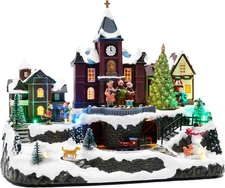 Valery Madelyn Christmas Village Decorations, Battery Operated Musical House, LE