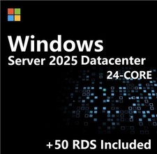 Windows Server 2025 DATACENTER 24-CORE 10 CALs 50 RDS/RDP CALs EP2-25167