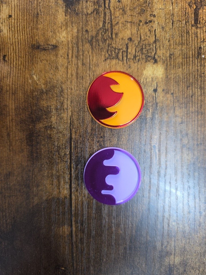 Pokémon TCG Poison & Burn Embossed Flip Coins Set Purple Orange