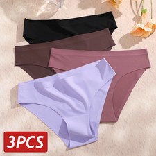 3pc Seamless Panties Low Rise Breathable Briefs 9 Colors Thin Women Underwear
