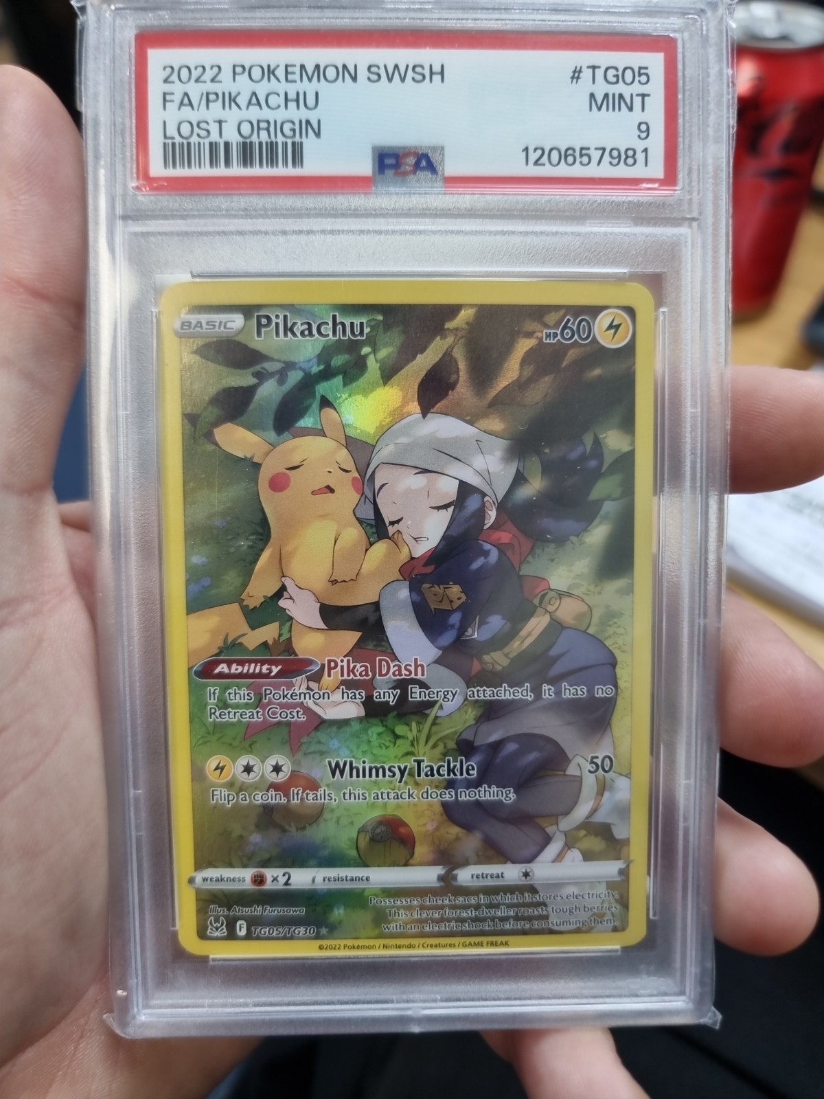 Pokémon TCG Pikachu Lost Origins SWSH TG05 PSA 9