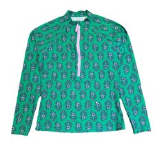 J Crew Women's Active L Zip Long Sleeve UPF Rash Guard Swim Surf Top Floral