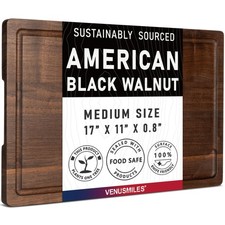 Walnut Wood Cutting Board for Kitchen with 17"L x 11"W, Black