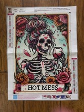 Completed Hot Mess Skeleton Drinking Wine Diamond Art Painting 12  x 15.75  
