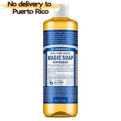 Dr. Bronner Magic Pure Castile Liquid Soap Bodywash - Peppermint - 16 fl oz new