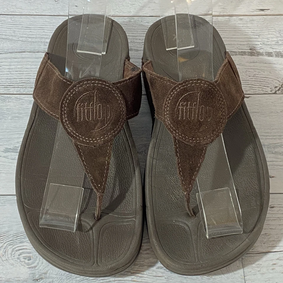 Fit Flop 丁字凉鞋女式 7 棕色麂皮绒 Walkstar 人字拖鞋 舒适乐趣 — 第 3/4 张图片