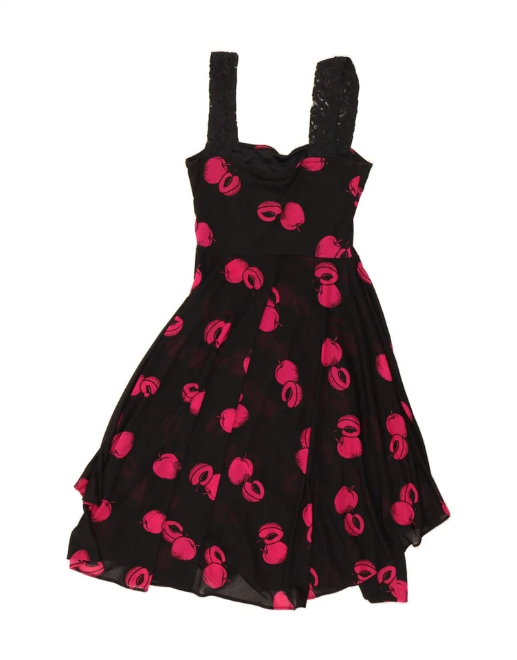 EMANUEL UNGARO Womens Sleeveless A-Line Dress UK 34 Large Black Floral DH22 - Image 2 of 3