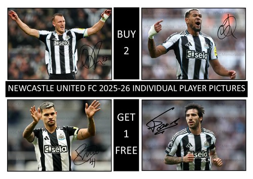 12355. Newcastle United 2025-26 Season Signed Pictures A4 Prints CHOOSE PLAYERS