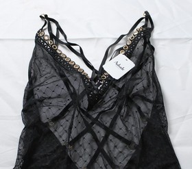 Aubade Women's Boite a Desir Mesh Hot Tension Bodysuit ZG3 Noir One Size NWT