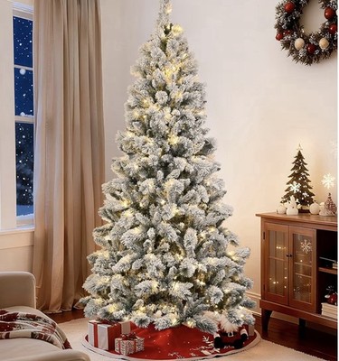 5 Ft Prelit Snow Flocked Christmas Tree.Warm LED Lights. Easy Assembly