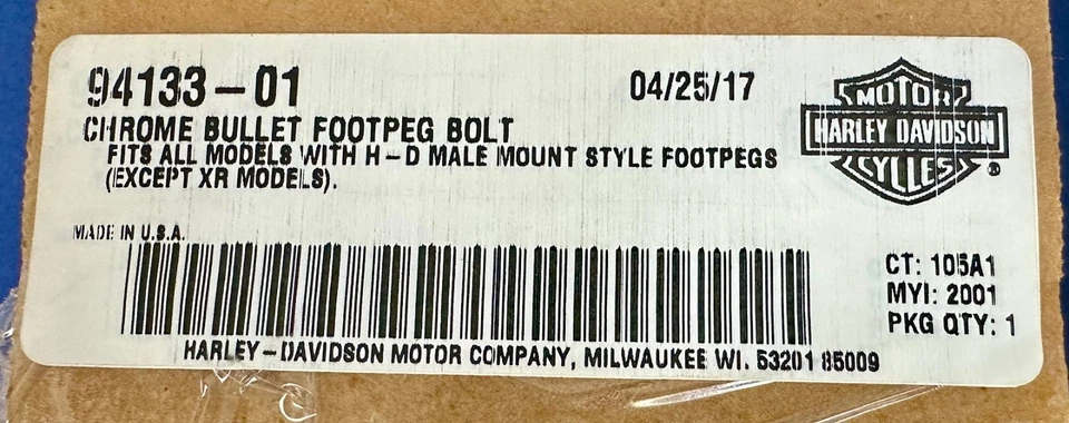 Kit de pernos punta bala cromada Harley-Davidson 94133-01 Foto 3 de 3