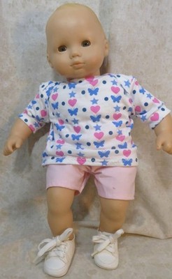 Doll Clothes Baby Girl 15'' in Bitty Shorts Hearts Pink Butterfly Made-in-America