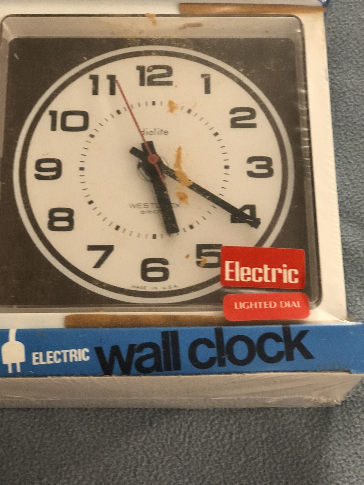 Vintage Westclox Wall Clock Dialite 26330 Electronic Square 7x7" New Sealed Rare