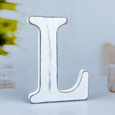 WOODOUNAI 6 Inch Rustic White Wood Letters Unfinished for Wall L