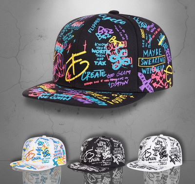 Urban Graffiti Snapback Hat Hip Hop Flat Brim Streetwear Men Women Baseball Cap
