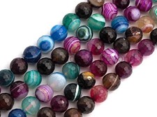 High Quality Faceted Colorful Banded Agate beads, 6mm/8mm/10mm/12mm Rainbow
