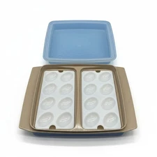Vintage Tupperware Egg Keeper Storage Container with Divided Trays