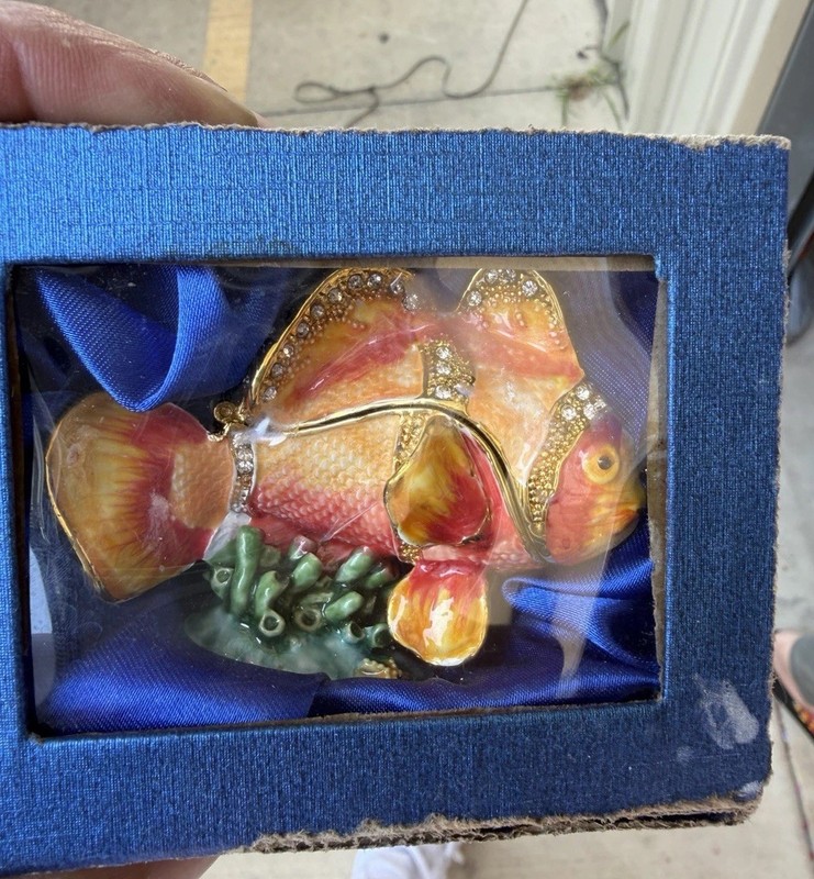 Christmas Holiday Fish Ornament, Multicolor Mixed Materials, 1pc