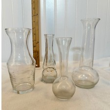 Unbranded Bud Vase Set Home Decor Clear Good Vintage Glass Assorted Shapes MCM