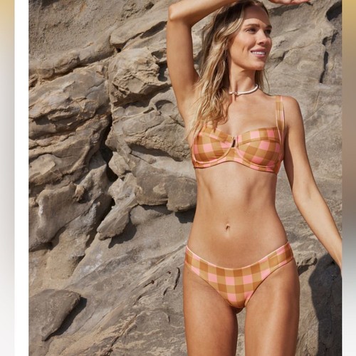 NWT L*Space x Seasta Seaside Gingham Plaid Bikini Camacho Top & Sandy Bottom Sm