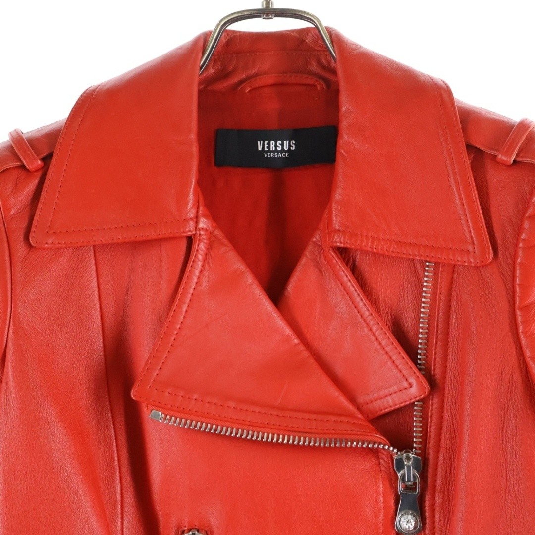 VERSUS VERSACE Leather Double Riders Jacket Red Women's Used 58fc9c8eb3895953436 thumbnail 3