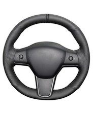 Leather Steering Wheel Cover Lace Up, Genuine Leather Hand Type Z1 Black