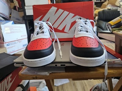 Nike Court Vision LO IO9112 657 Red Black White Lace Up Leather Men's Sneaker