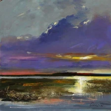 LANDSCAPE Oil painting contemporary 8x8 UKRAINE Demenko Natalia