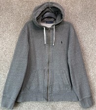 Polo Ralph Lauren Hoodie Mens Size XL Gray Full Zip Drawstring Pockets Jacket